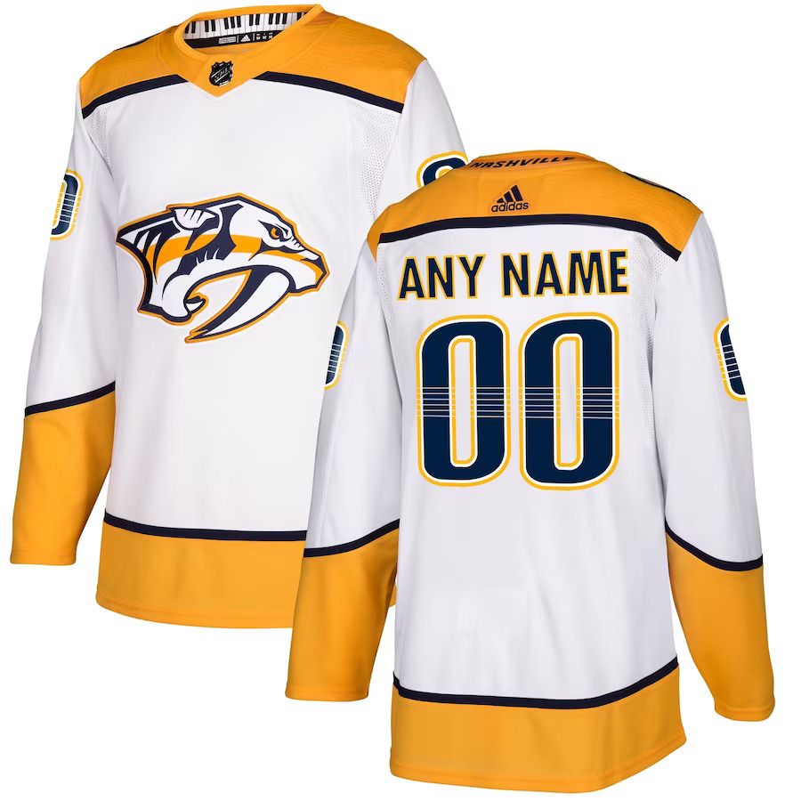 Men Nashville Predators adidas White Away Authentic Custom NHL Jersey->customized nhl jersey->Custom Jersey